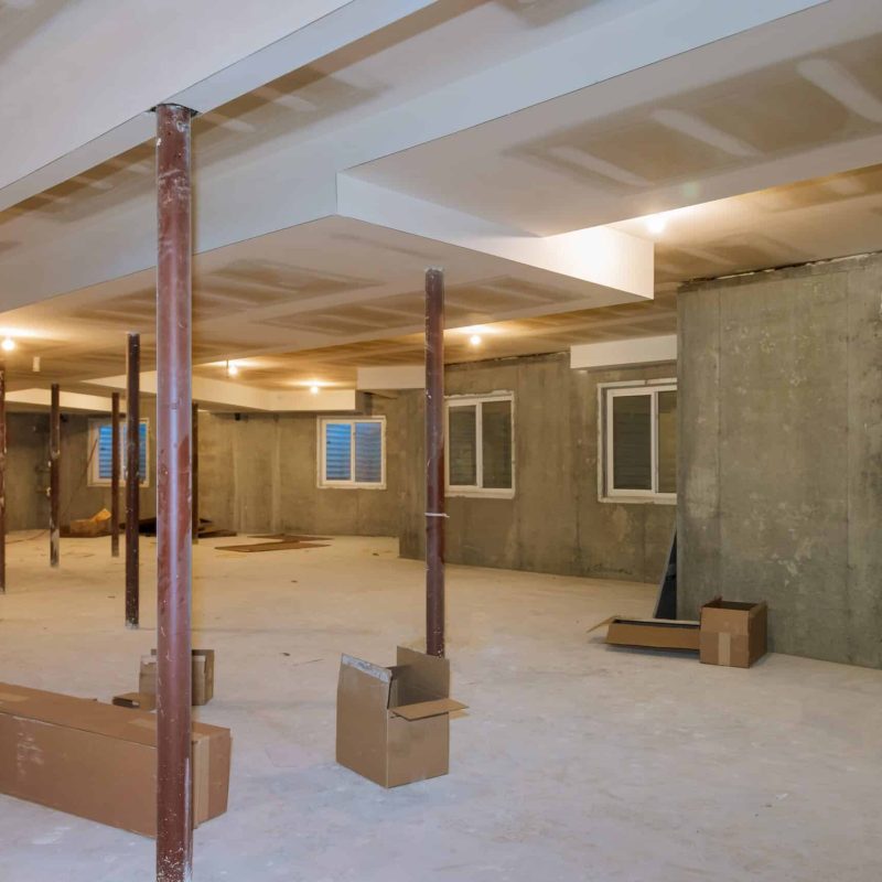 Basement framing construction interior frame of a new house a new stick built
